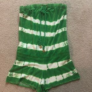 Juicy Couture Green White Tie Dye Romper